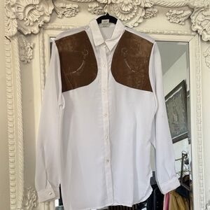 ARGENTINA White and Brown Embroidered Blouse